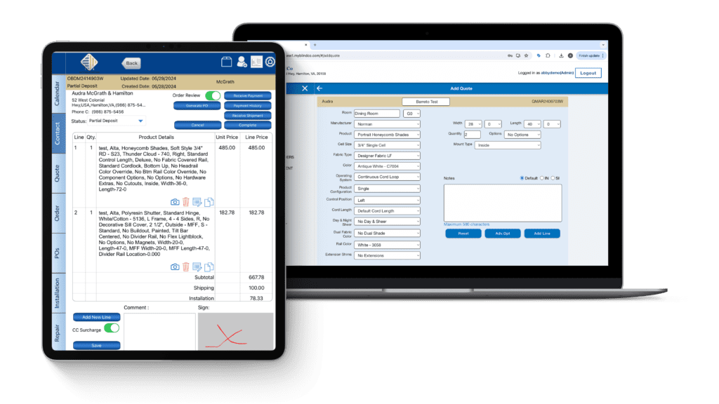 MyBlindCo Window Treatment Software - Quoting